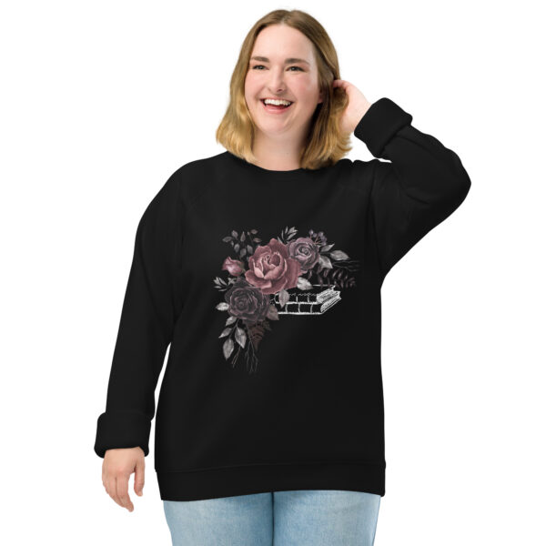 Books & Flowers Unisex organic raglan sweatshirt